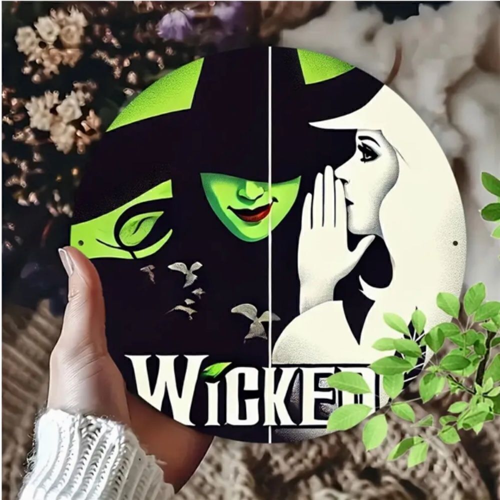 Wicked Round Metal Sign Plaque Wizard of Oz Witch Fly Decor